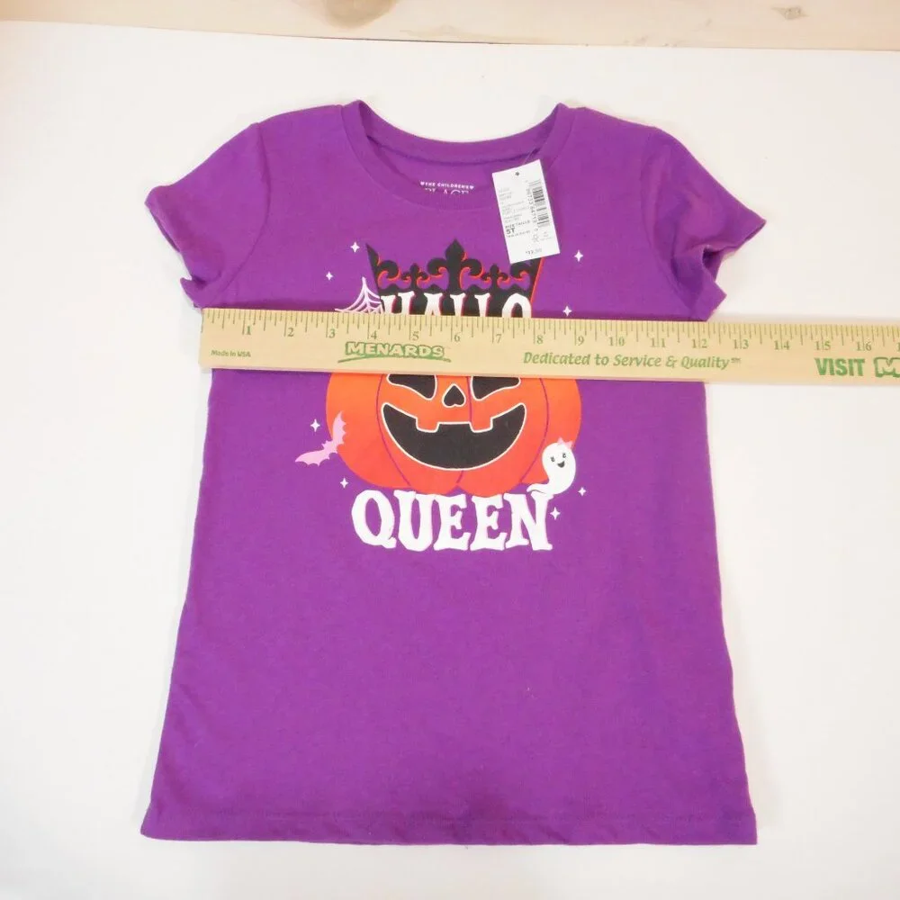 Childrens Place Toddler 5T Purple Hallo Queen T-Shirt Halloween Pumpkin Tee
